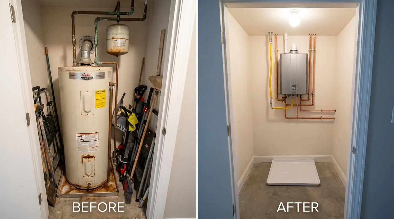 Tank water heater versus wall-mounted tankless unit comparison for Plummer, ID homeowners